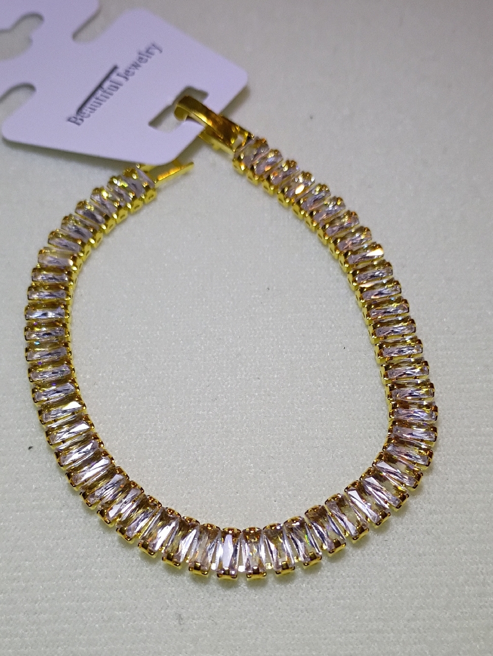 New Gold-Tone Clear Crystals Bracelet- Women Jewelry 🚨